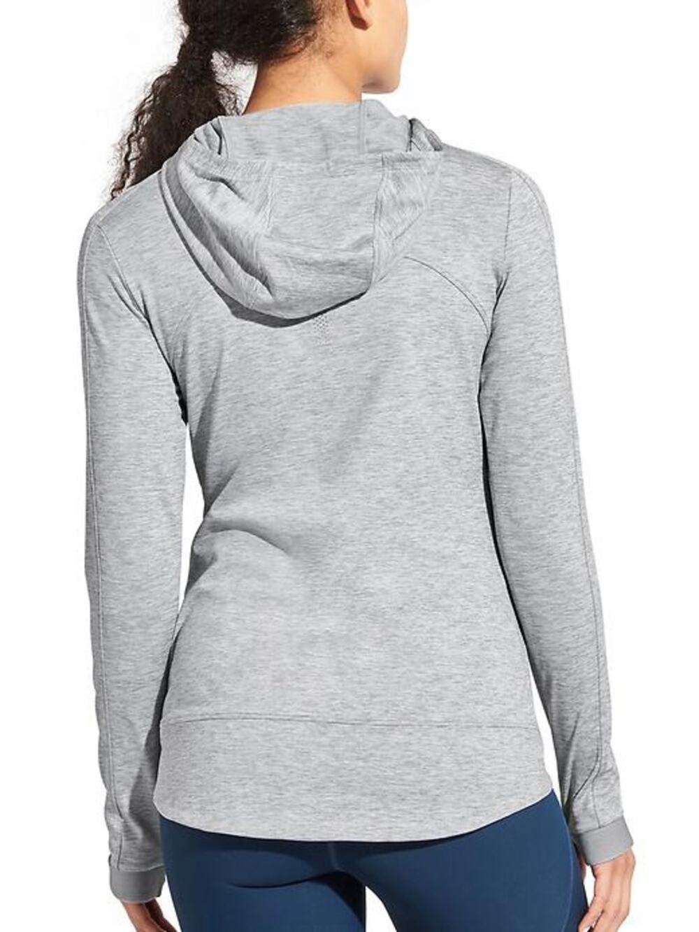 Athleta Light Gray athletic Women's Hooded Long-Sleeve Top XL